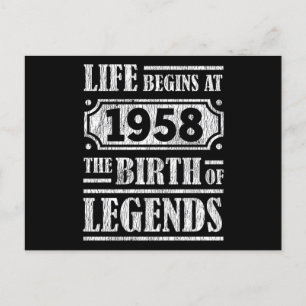 67 Jahre alt 1958 Geburt der Legende 67. Geburtsta Postkarte