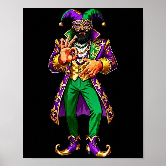 67 Jester Man Mardi Gras Six Seven Meme Gen Alpha  Poster (Vorne)