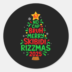 67 Kein Cap Bruh Skibidi Rizzmas Gen Alpha Kinder  Runder Aufkleber