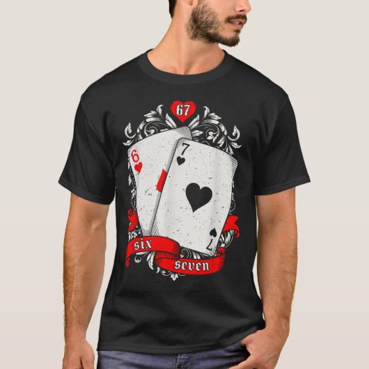 67 Ker Meme Card Art Lucky Hand Retro Aesthetic De T-Shirt (Vorderseite)