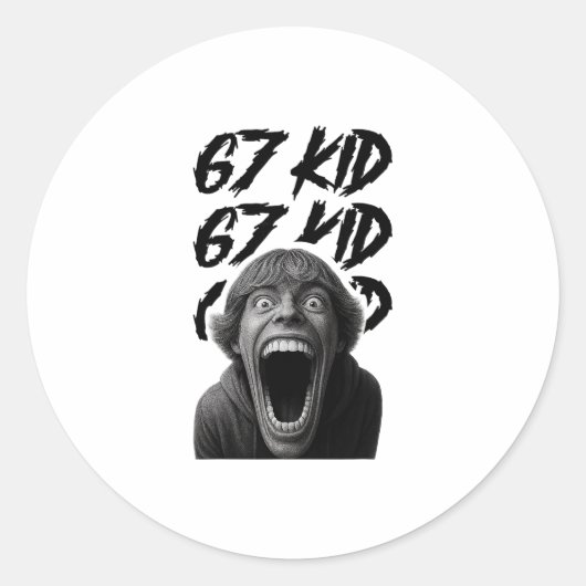 67 Kind 67 Meme Sechs Sieben 6-7 Lustiger Internet Runder Aufkleber (Vorderseite)