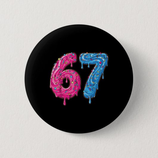 67 Kostüm Six Seven Meme Nummer 6 7 darauf Jugend Button (Vorderseite)