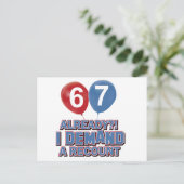 67. Lebensjahr Postkarte (Stehend Vorderseite)