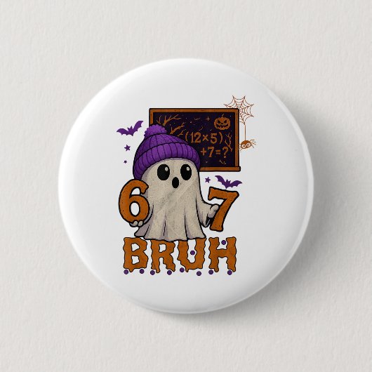 67 Lehrer Halloween Geist Sechs Sieben Meme Mathe Button (Vorderseite)