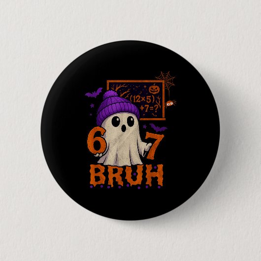 67 Lehrer Halloween Geist Sechs Sieben Meme Mathe Button (Vorderseite)