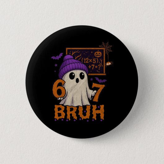 67 Lehrer Halloween Geist Sechs Sieben Meme Mathe Button (Vorderseite)