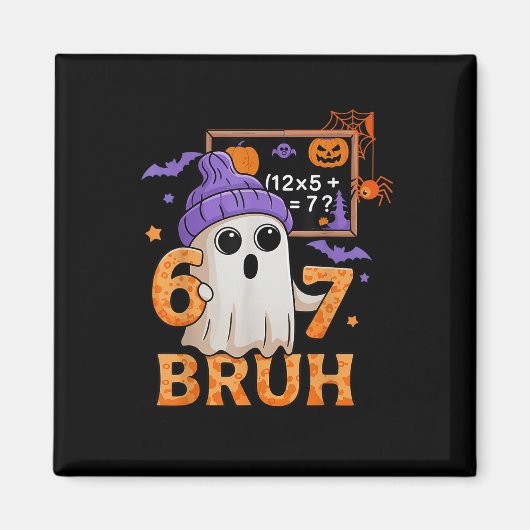 67 Lehrer Halloween Geist Sechs Sieben Meme Mathe Magnet (Vorne)