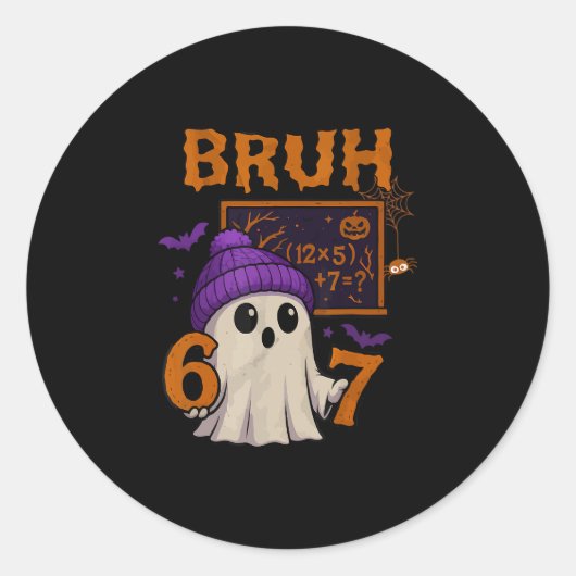 67 Lehrer Halloween Geist Sechs Sieben Meme Mathe Runder Aufkleber (Vorderseite)