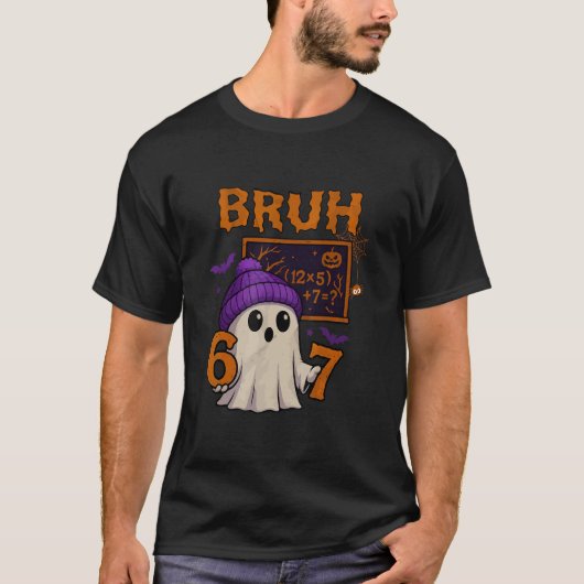 67 Lehrer Halloween Geist Sechs Sieben Meme Mathe T-Shirt (Vorderseite)
