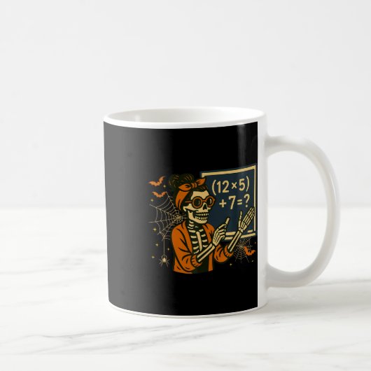 67 Lehrer Halloween Skelett Sechs Sieben Meme Math Kaffeetasse (Rechts)