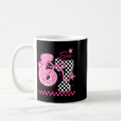 67 Leopard Checkered Funny Six Seven Meme 6-7 Teac Kaffeetasse (Links)