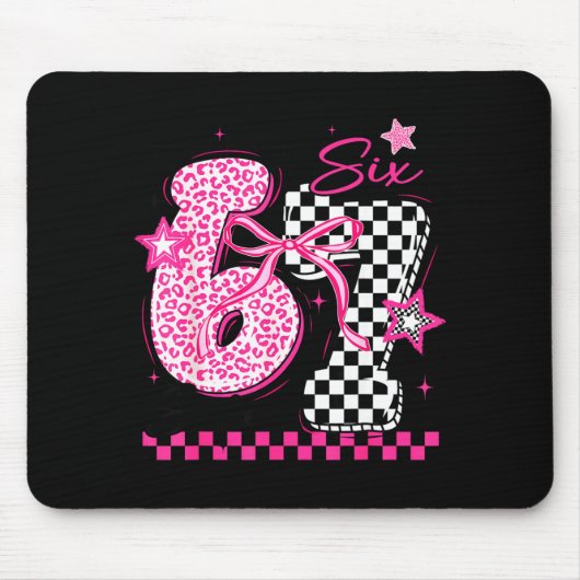 67 Leopard Checkered Funny Six Seven Meme 6-7 Teac Mousepad (Vorne)