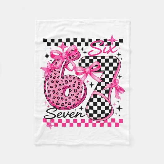 67 Leopard Checkered Six Seven Meme 6-7 Teachers Fleecedecke (Vorderseite)