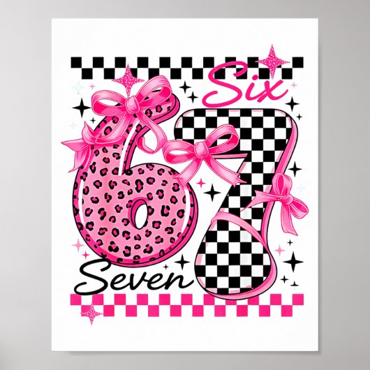 67 Leopard Checkered Six Seven Meme 6-7 Teachers  Poster (Vorne)
