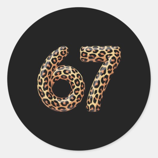 67 Leopard Meme Funny Six Seven Gen Alpha Slang Ch Runder Aufkleber (Vorderseite)