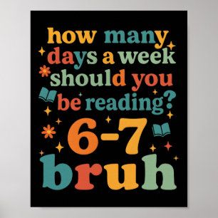 67 Lesender Ela-Lehrer Retro-Bibliothekar 6 7 Meme Poster