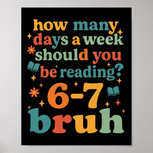 67 Lesender Ela-Lehrer Retro-Bibliothekar 6 7 Meme Poster (Vorne)