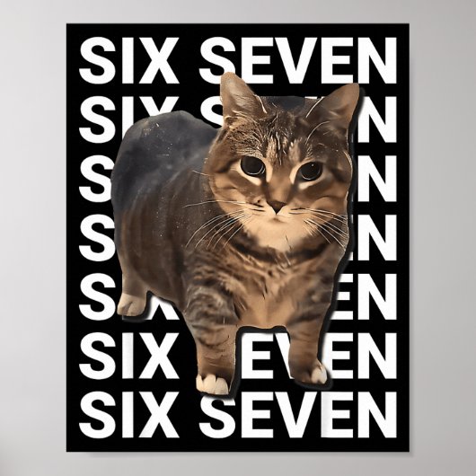 67 Lustige Katze Sechs Sieben Meme Gen Z Alpha Hum Poster (Vorne)