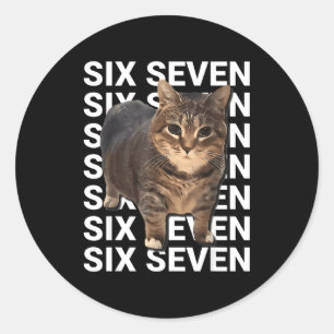 67 Lustige Katze Sechs Sieben Meme Gen Z Alpha Hum Runder Aufkleber