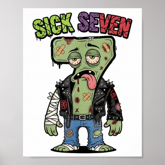 67 Lustiger Zombie Six Seven Humor Meme Brainrot K Poster (Vorne)