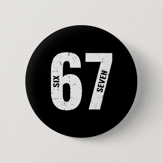 67 Lustiges Meme Sechs Sieben Retro  Button (Vorderseite)