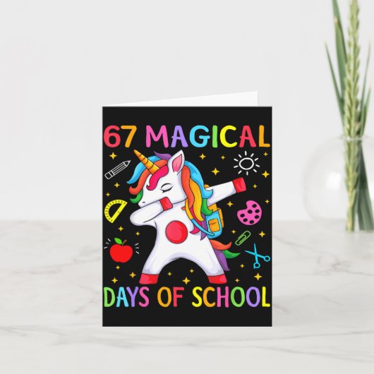 67 Magical Days Of School Unicorn Six Seven Teache Karte (Vorderseite)