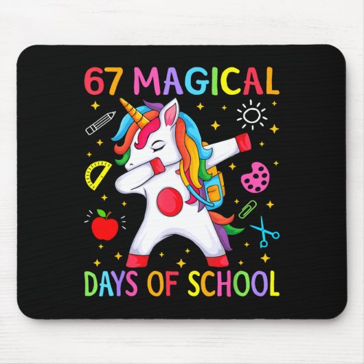 67 Magical Days Of School Unicorn Six Seven Teache Mousepad (Vorne)