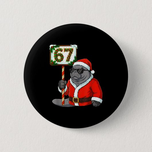 67 Manatee Christmas Six Seven Meme Brainrot Manat Button (Vorderseite)
