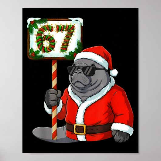 67 Manatee Christmas Six Seven Meme Brainrot Manat Poster (Vorne)