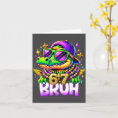 67 Mardi Gras Alligator Mardigator Six Seven Bruh Karte (Gelbe Blume)