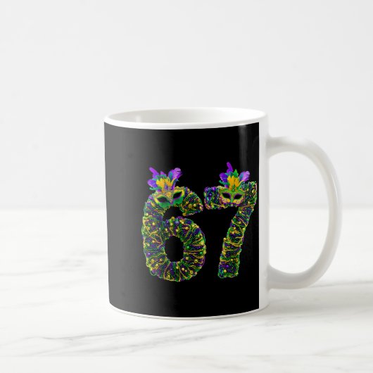 67 Mardi Gras Beads Mask Six Seven Meme 6 7 Carniv Kaffeetasse (Rechts)
