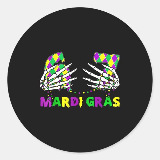 67 Mardi Gras Skeleton Hands Fleur De Lis 6 7 Meme Runder Aufkleber (Vorderseite)