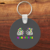 67 Mardi Gras Skeleton Hands Fleur De Lis 6 7 Meme Schlüsselanhänger (Vorderseite)