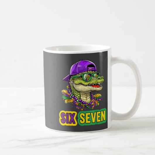 67 Mardigator Alligator Mardi Gras Six Seven Funny Kaffeetasse (Rechts)