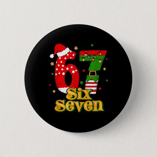 67 Mas Meme Candy Cane Six Seven Kinder Männer Fra Button (Vorderseite)