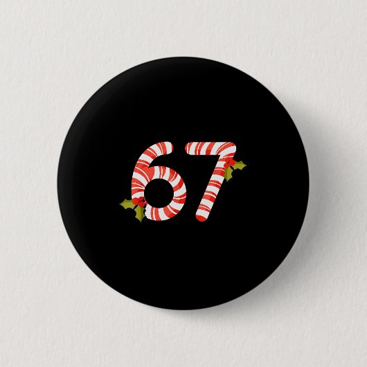 67 Mas Meme Candy Cane Six Seven Kinder Männer Fra Button (Vorderseite)