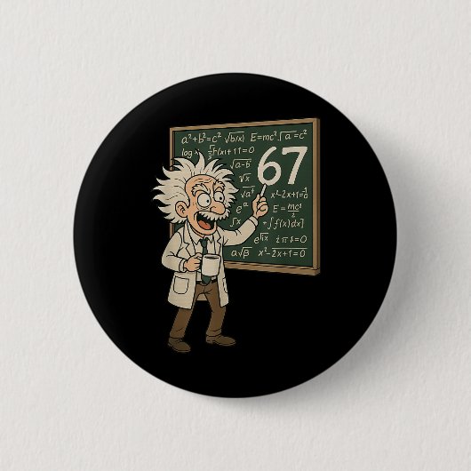 67 Mathe-Meme Lustiger Professor Genie Tafel Button (Vorderseite)