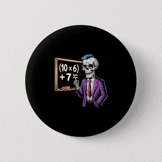 67 Mathelehrer Meme Brainrot Sechs Sieben Hallowee Button (Vorderseite)