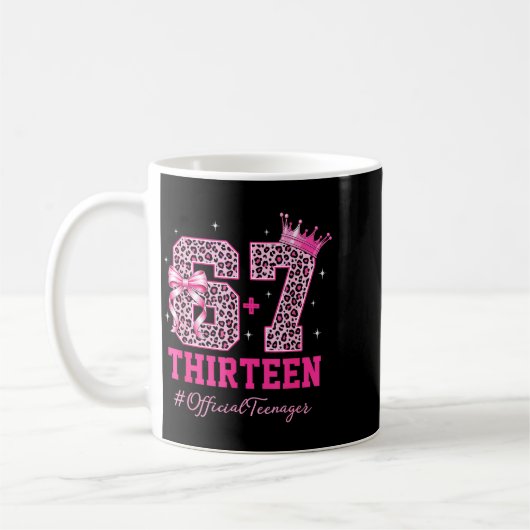 67 Meme 13th Birthday Girl Leopard Nk Bow Cute Tee Kaffeetasse (Links)
