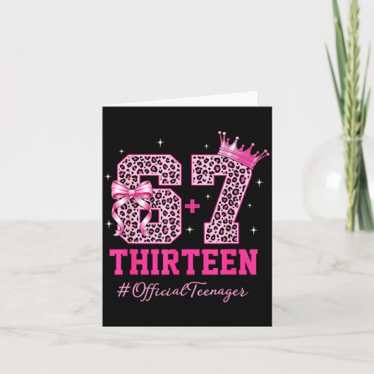67 Meme 13th Birthday Girl Leopard Nk Bow Cute Tee Karte (Vorderseite)