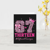 67 Meme 13th Birthday Girl Leopard Nk Bow Cute Tee Karte (Gelbe Blume)