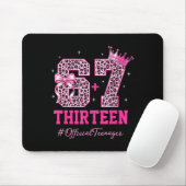 67 Meme 13th Birthday Girl Leopard Nk Bow Cute Tee Mousepad (Mit Mouse)