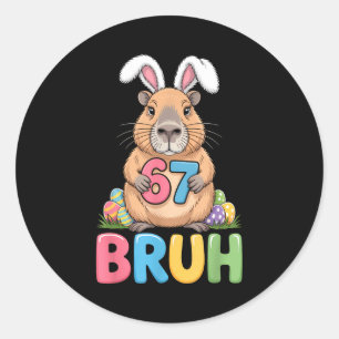 67 Meme 6 7 Bruh Sechs Sieben Ostern Capybara Kind Runder Aufkleber