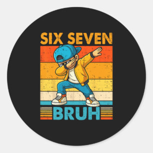 67 Meme 6 7 Dabbing Jungen Six Seven Bruh Kinder G Runder Aufkleber