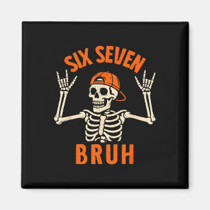 67 Meme 6 7 Lustiger Halloween-Skelett Rock On Six Magnet