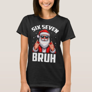 67 Meme 6 7 Lustiges Weihnachten Santa Rock On Six T-Shirt