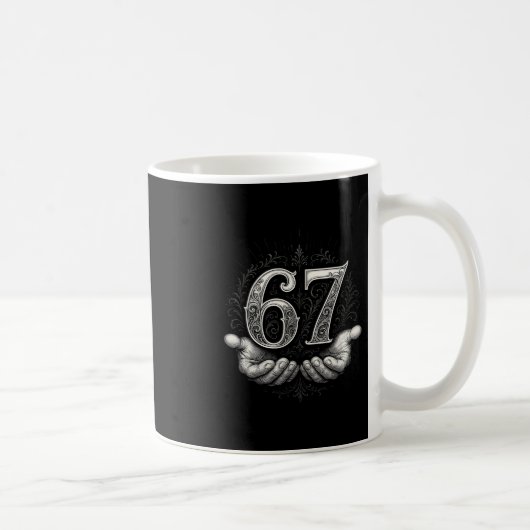 67 Meme 6 7 Sechs Sieben Hände Lustiger Gen-Alpha- Kaffeetasse (Rechts)