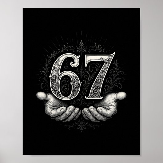 67 Meme 6 7 Sechs Sieben Hände Lustiger Gen-Alpha- Poster (Vorne)