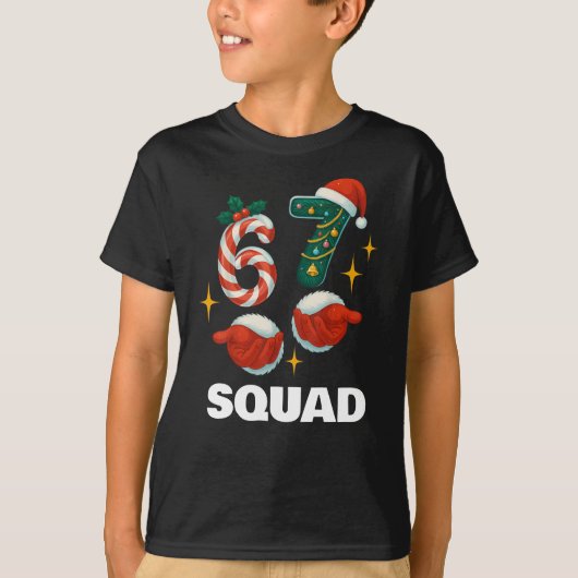 67 Meme 6-7 Squad Christmas T-Shirt (Vorderseite)