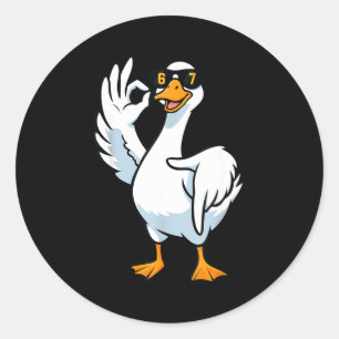 67 Meme Alberne Gans 6 7 Lustig Sechs Sieben 6-7 G Runder Aufkleber